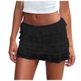 thumbnail image 1 of Kedxroy Women Y2k Lace Mini Skirts Ruffled Hem Layered Skirts Low Rise Mini Skirt Sheer Floral Lace Tiered Short Skirt(Black,M), 1 of 4