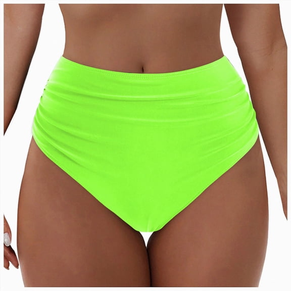 Kedxroy Women's High Waisted Swim Bottoms Swimsuit Full Coverage Bikini Bottoms(Green,XXL)