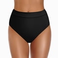 thumbnail image 1 of Kedxroy Women's Vintage Super High Waisted Bikini Bottom Shirred Tankini Briefs Tummy Control Swimsuits Bottoms(Black,XL), 1 of 9