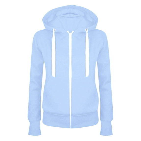 Kedxroy Women's Zip Up Y2K Hoodies Casual Long Sleeve Track Jackets With Pockets(Sky Blue,M)