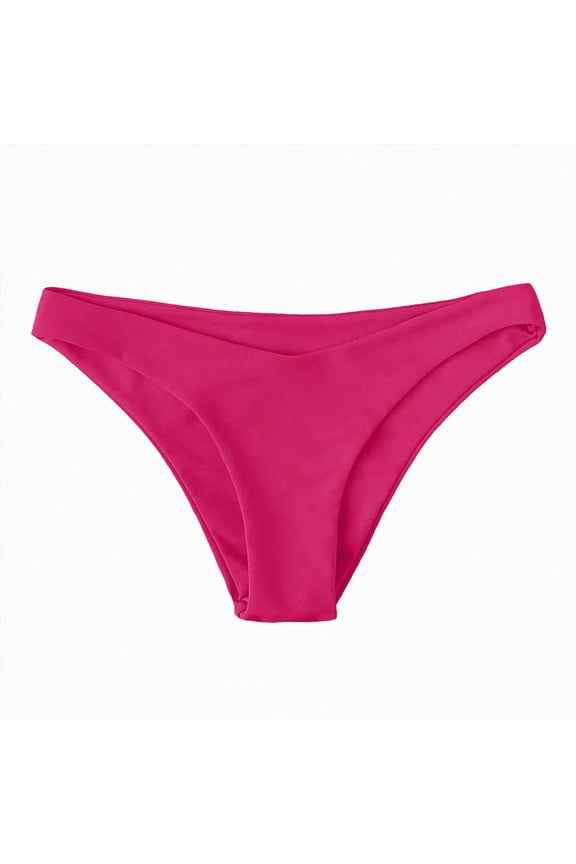 Womens Bikini Bottom High Waisted Cross Front Bathing Swimsuit Full Coverage Swim Briefs(Hot Pink,S)