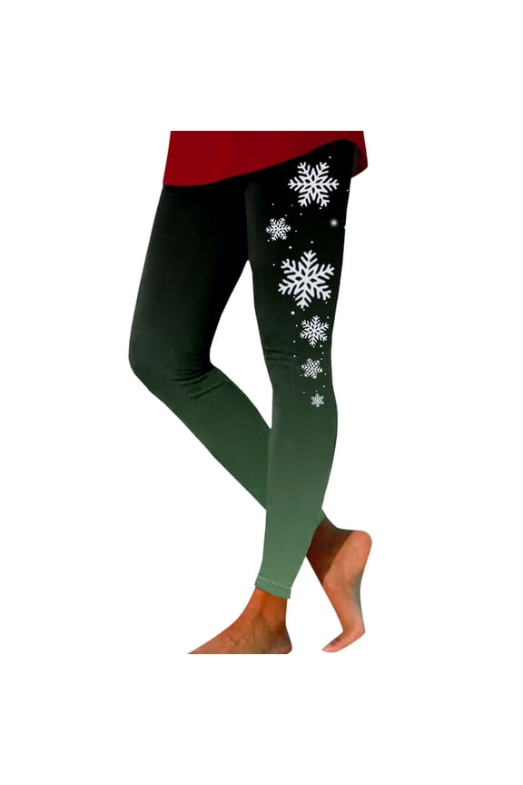 Womens Funny Printed Christmas Leggings Santa Claus Snowman Deer Holiday High Waist Slim Fit Xmas Tights Pants(AG,L)