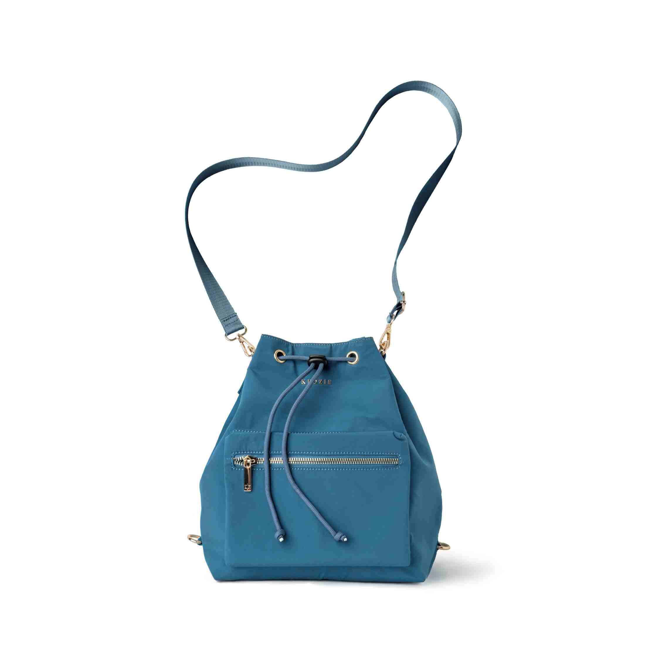 Kedzie Aries Convertible Bucket Bag 3-Way Backpack Crossbody Strap Purse, Blue (Women's)