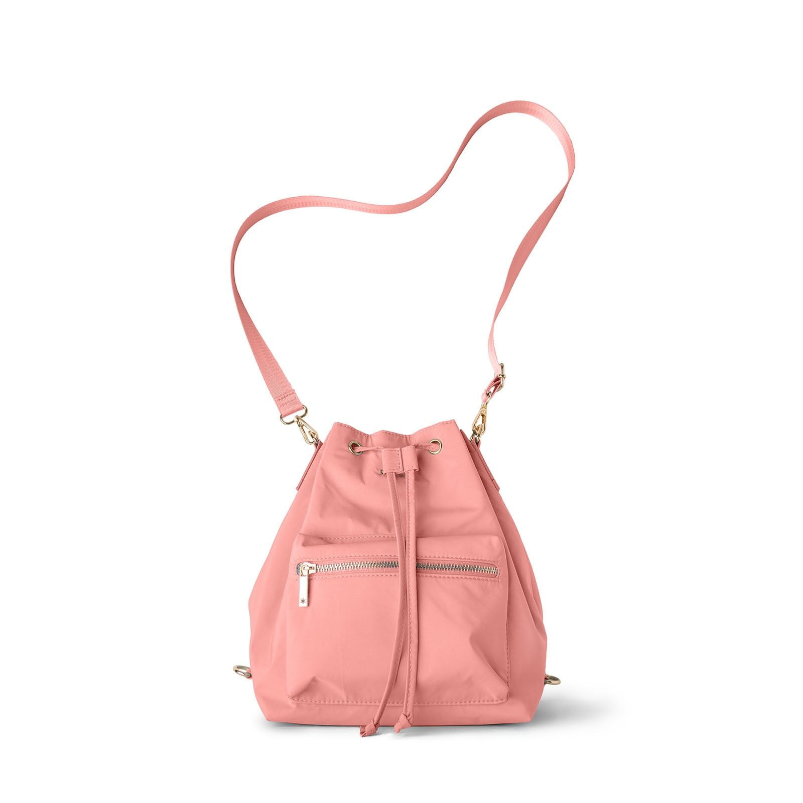 Kedzie Aries Convertible Bucket Bag 3-Way Backpack Crossbody Strap Purse, Pink (Women's)