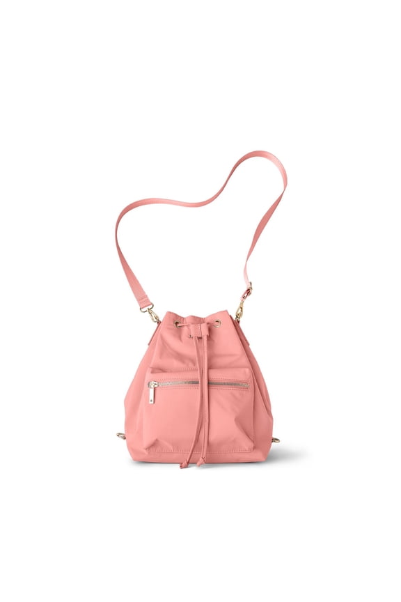 Aries Convertible Bucket Bag 3-Way Backpack Crossbody Strap Purse, Pink (Women's)