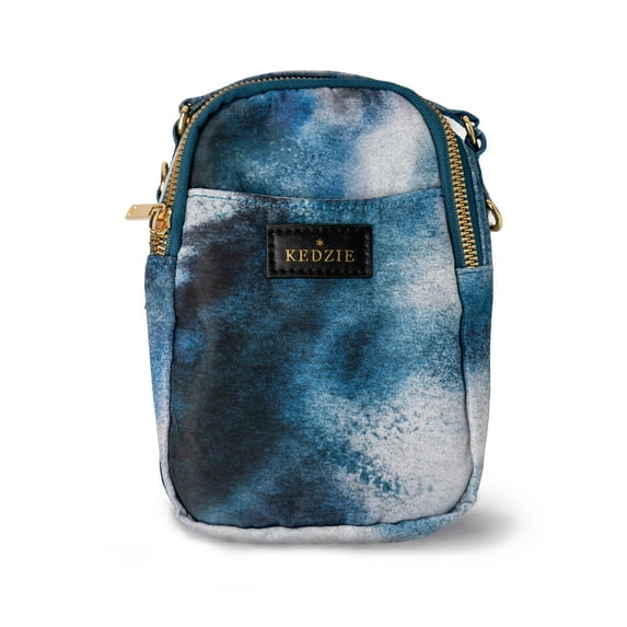 Kedzie Aura Crosstown Small Tie Dye Design Crossbody Bag Cell Phone Purse, Tie Dye Blue (Women's)