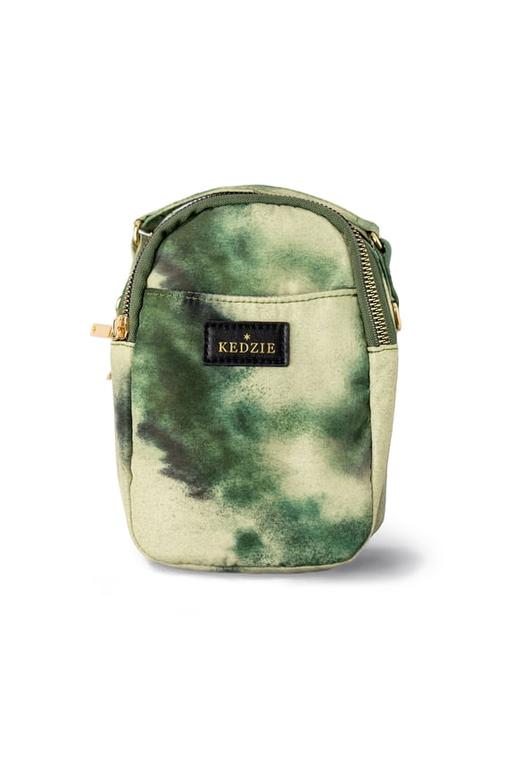 Aura Crosstown Small Tie Dye Design Crossbody Bag Cell Phone Purse, Tie Dye Olive (Women's)