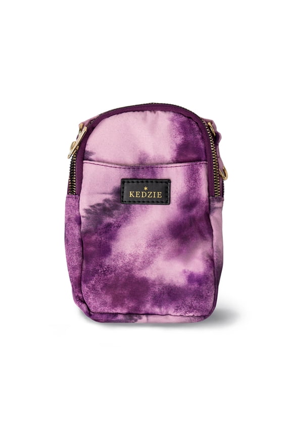 Aura Crosstown Small Tie Dye Design Crossbody Bag Cell Phone Purse, Tie Dye Purple (Women's)
