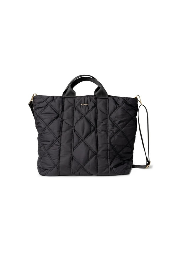 Cloud 9 Tote Bag Quilted Puffer Crossbody Purse, Black (Women's)