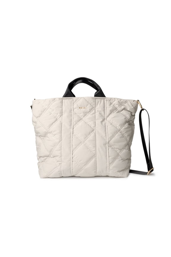 Cloud 9 Tote Bag Quilted Puffer Crossbody Purse, Gray (Women's)