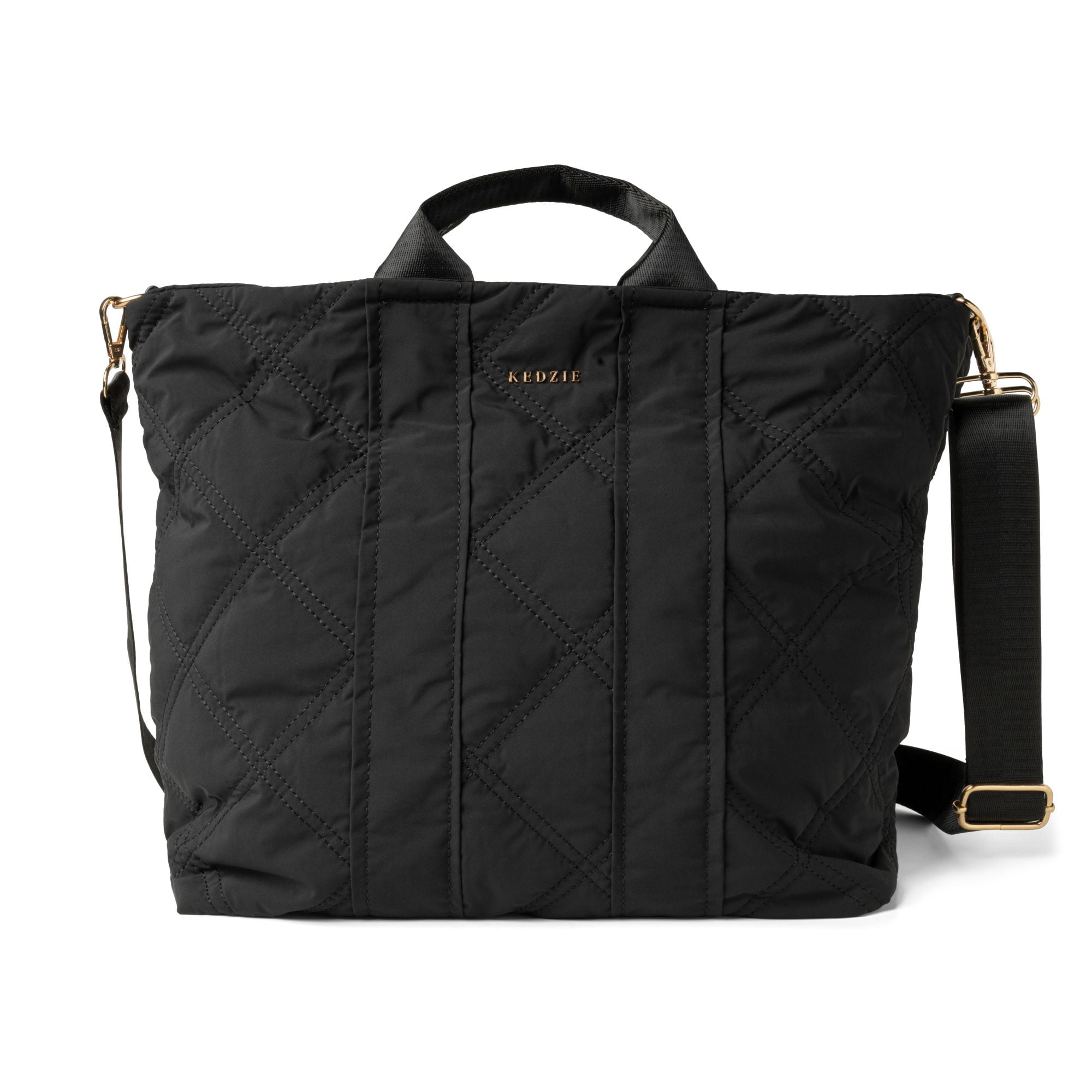 Kedzie Cloud 9 Tote Bag Quilted Puffer Crossbody Purse, Midnight Black (Women's)