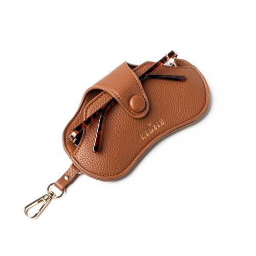 Kedzie Eclipse Unisex Eyewear Case for Glasses and Sunglasses with Clip, Chestnut