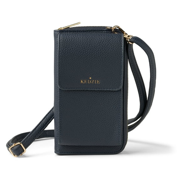 Kedzie Eclipse Smartphone Crossbody Bag Vegan Leather Cell Phone Bag, Navy (Women's)