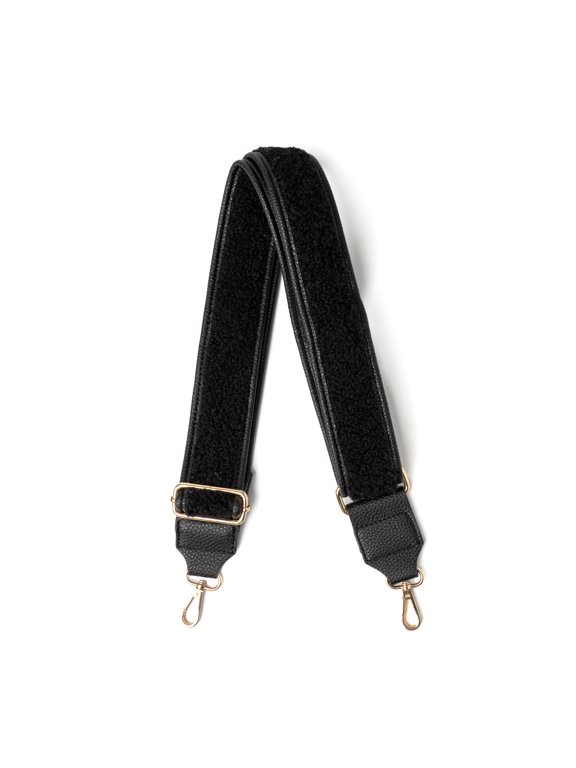 Fireside Interchangeable Bag Strap in Vegan Faux Shearling, Black