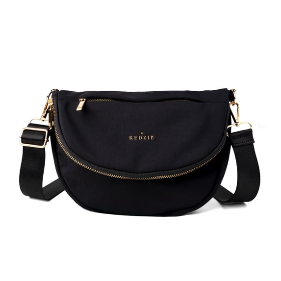 Kedzie Quinn Crossbody Bag, Woven Fabric Crossbody Purse with Adjustable Strap, Black