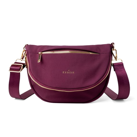 Kedzie Quinn Crossbody Bag, Woven Fabric Crossbody Purse with Adjustable Strap, Plum