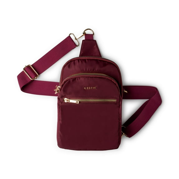 Kedzie Roundtrip Convertible Sling Crossbody Bag with Adjustable Strap, Burgundy (Women's)