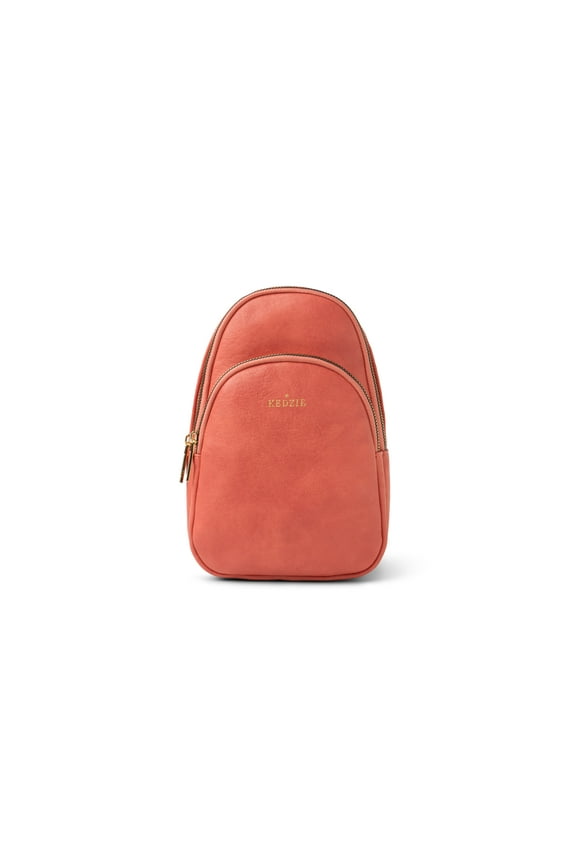 Sunset Sling Bag Soft Vegan Leather Crossbody Bag Cell Phone Purse, Coral (Women's)