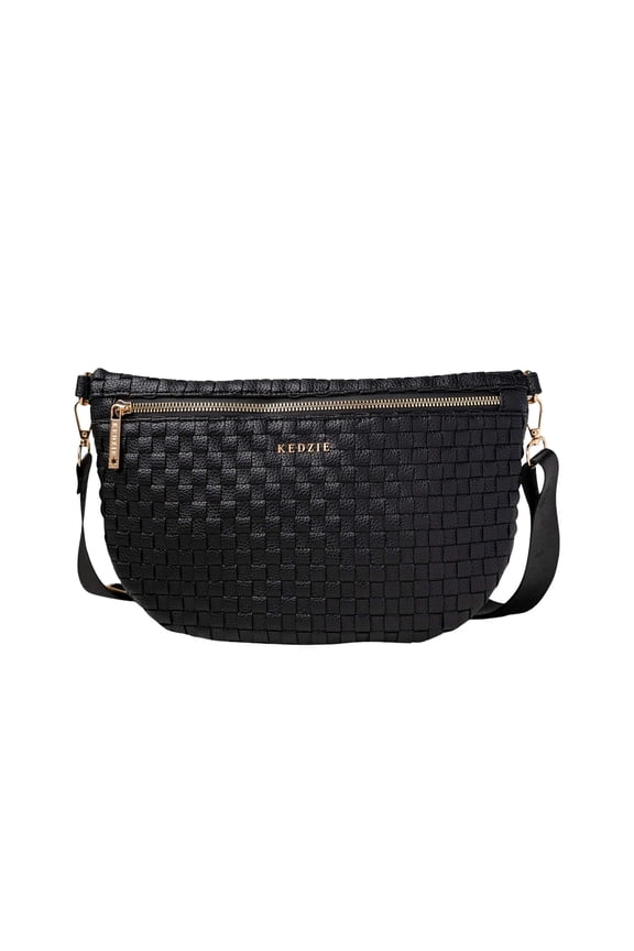 Women's Vegan Leather Crossbody Bag with Adjustable Strap, Black