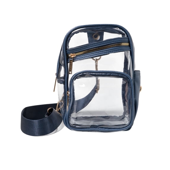 Kedzie Women's Clear Crossbody Sling Bag with Adjustable Strap and Pockets, Navy