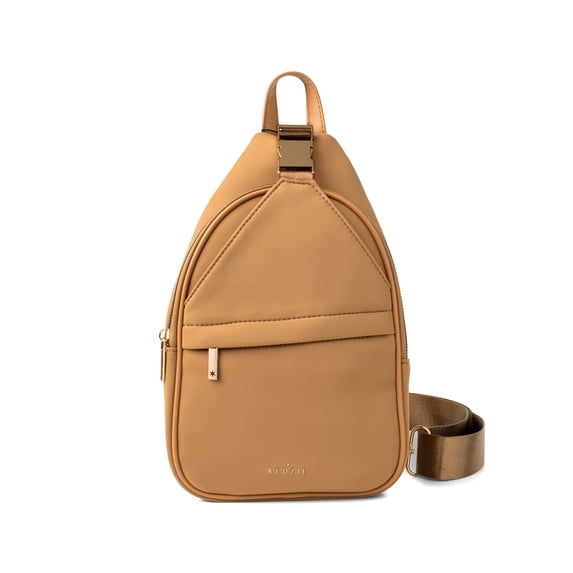 Kedzie Women's Neoprene Crossbody Sling Bag with Adjustable Strap and Pockets, Camel