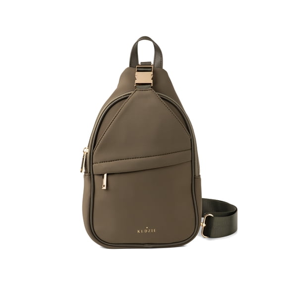 Kedzie Women's Neoprene Crossbody Sling Bag with Adjustable Strap and Pockets, Olive