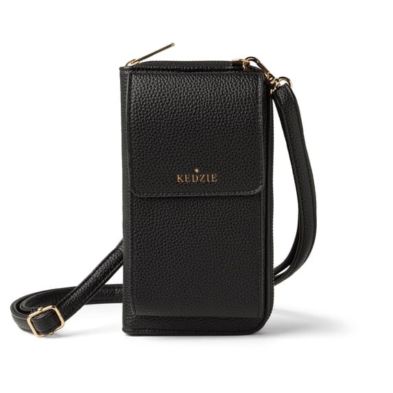 Kedzie Women's Smartphone Crossbody Wallet with Adjustable Strap, Black