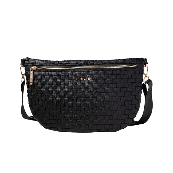 Kedzie Women's Vegan Leather Crossbody Bag with Adjustable Strap, Black
