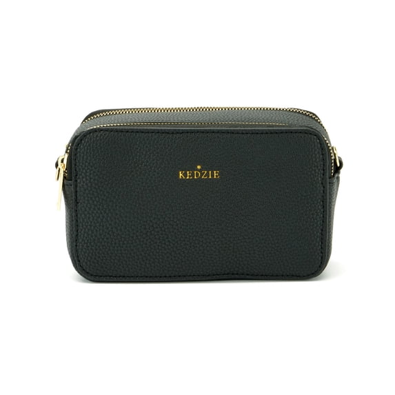 Kedzie Women's Vegan Leather Crossbody Camera Bag with Adjustable Strap, Black