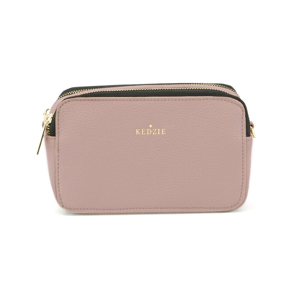 Kedzie Women's Vegan Leather Crossbody Camera Bag with Adjustable Strap, Mauve