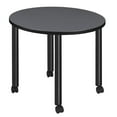 thumbnail image 1 of Kee 30" Round Mobile Breakroom Wood Table- Grey/ Black, 1 of 11