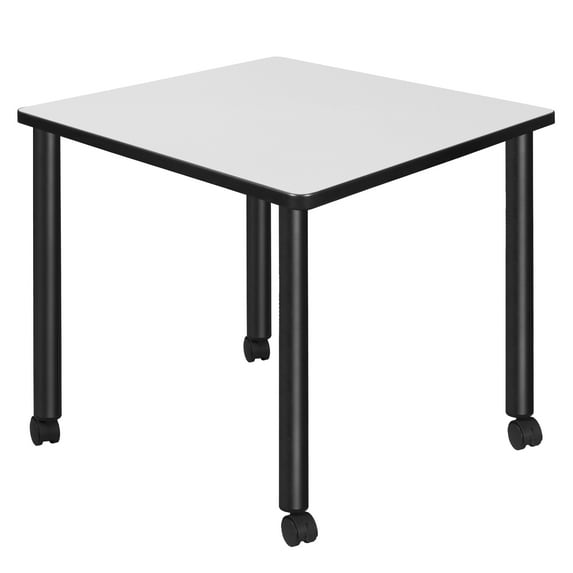 Kee 30" Square Mobile Breakroom Table- White/ Black