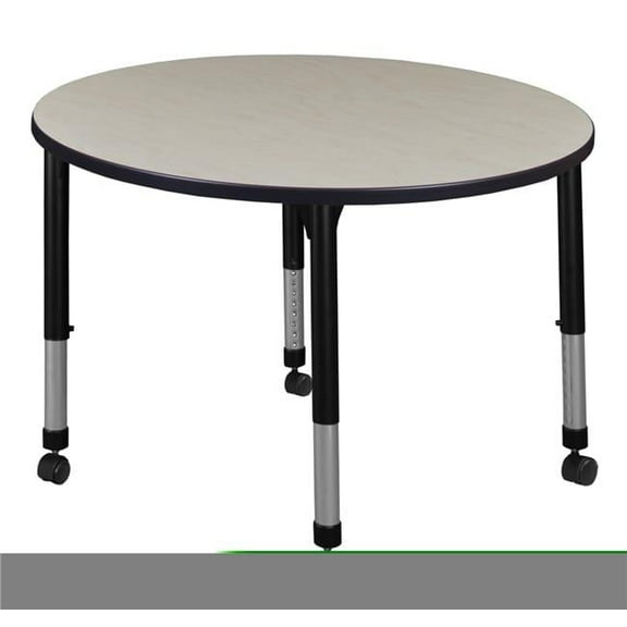 Kee 30 in. Round Height Adjustable Mobile Classroom Table - Maple