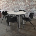 thumbnail image 1 of Regency Kee 36 in Round Breakroom Table- Maple Top, Chrome Legs, 4 M Stack Chairs- Black, 1 of 6