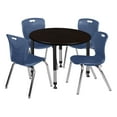 thumbnail image 1 of Kee 36in. Round Adjustable Table-Espresso & 4 Andy 18-in Chairs-Blue, 1 of 5