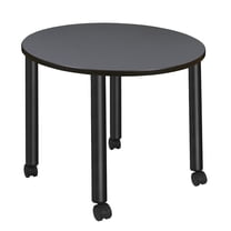 Regency Medium 36 in. Round Breakroom Table- Grey Top, Black Mobile Legs
