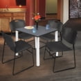thumbnail image 1 of Kee 36" Square Breakroom Table- Grey/ Chrome & 4 Zeng Stack Chairs- Black, 1 of 8