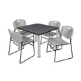 thumbnail image 1 of Regency Kee 36 in Square Breakroom Table- Grey Top, Chrome Legs, 4 Zeng Stack Chairs- Grey, 1 of 8