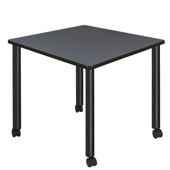 Kee 36" Square Mobile Breakroom Table- Grey/ Black