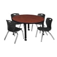 thumbnail image 1 of Kee 36 in. Round Height Adjustable Classroom Table - Cherry & 4 Andy 12-in Stack Chairs, Black, 1 of 1