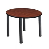 Kee 36in. Round Breakroom Table- Cherry/ Black