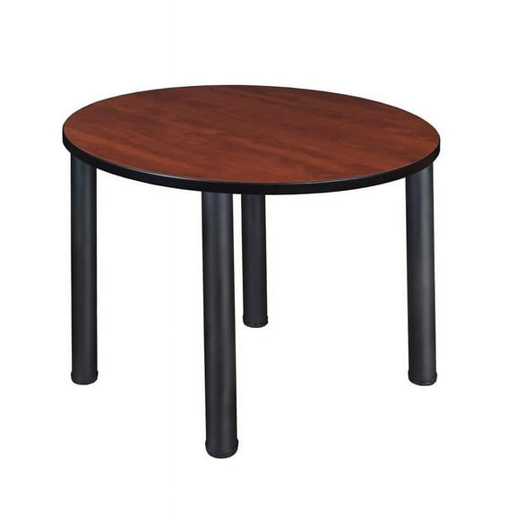 Kee 36in. Round Breakroom Table- Cherry/ Black