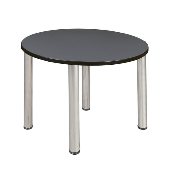 Kee 36in. Round Breakroom Table- Grey/ Chrome