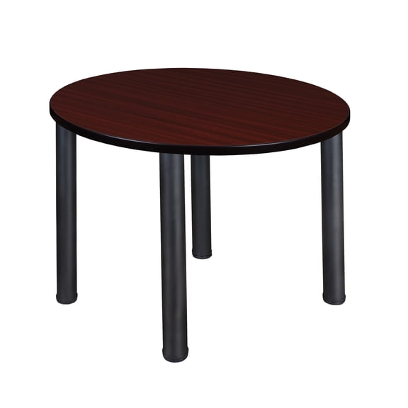 Regency Kee 36 in. Medium Round Breakroom Table- Mahogany Top, Black Legs