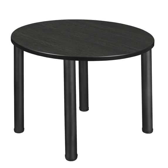 Kee 42" Round Breakroom Table- Ash Grey/ Black
