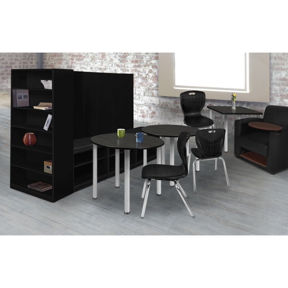 Kee 42" Round Breakroom Table- Ash Grey/ Chrome