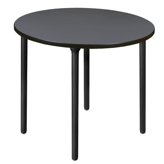 Regency 42 in. Medium Round Breakroom Table- Grey Top, Black Folding Legs