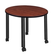 Romig Kee Medium 42 in. Round Breakroom Table- Cherry Top, Black Mobile Legs
