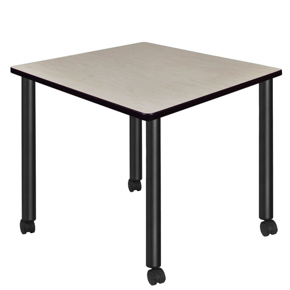 Regency Kee Medium 42 in. Square Breakroom Table- Maple Top, Black Mobile Legs