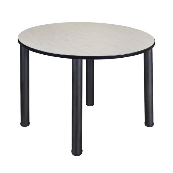 Romig Kee 48 in. Large Round Breakroom Table- Maple Top, Black Legs